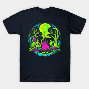 Trippy Witches' Coven in Abstract Forest T-Shirt